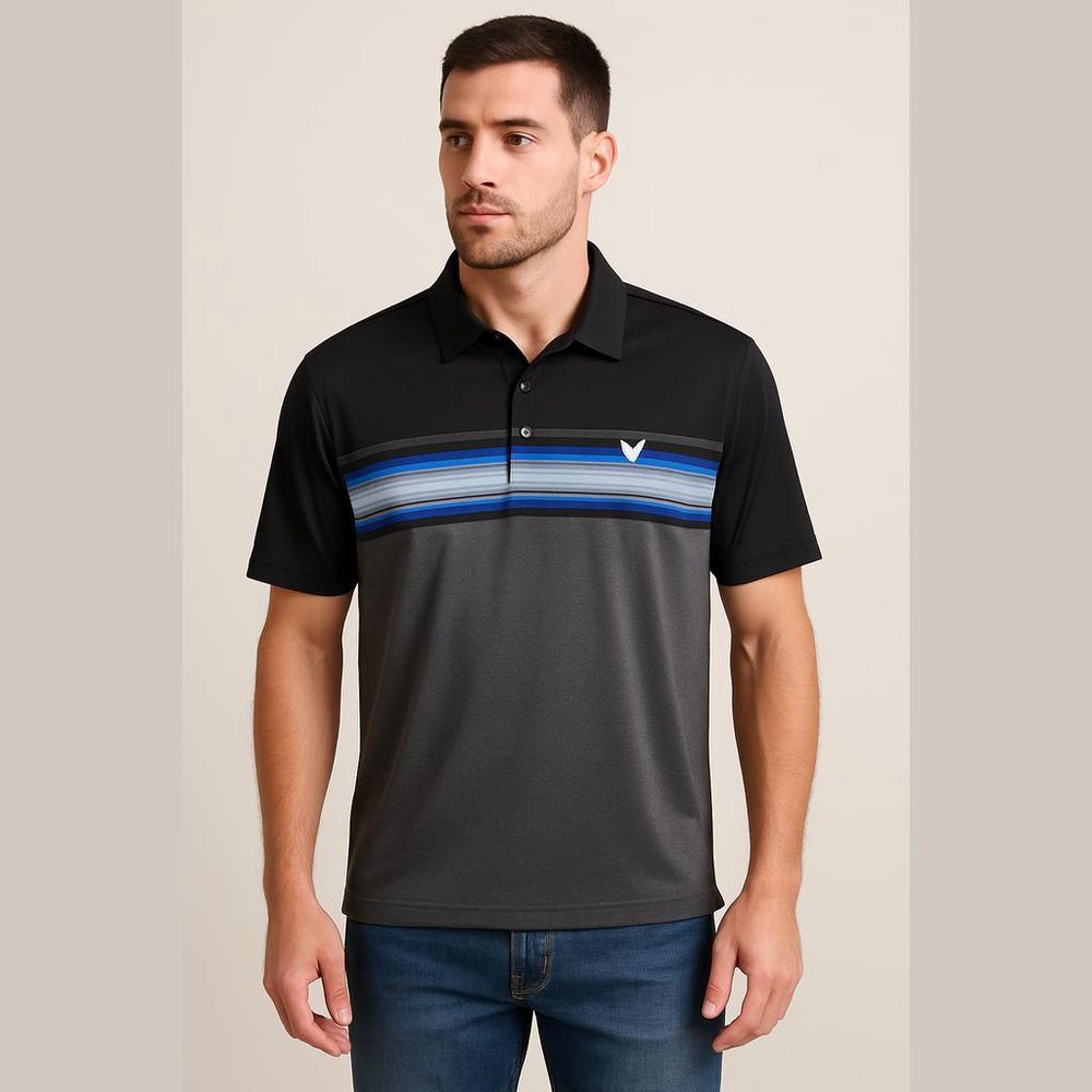 Callaway Golf Polo Shirt Men's Medium Black Gray Blue